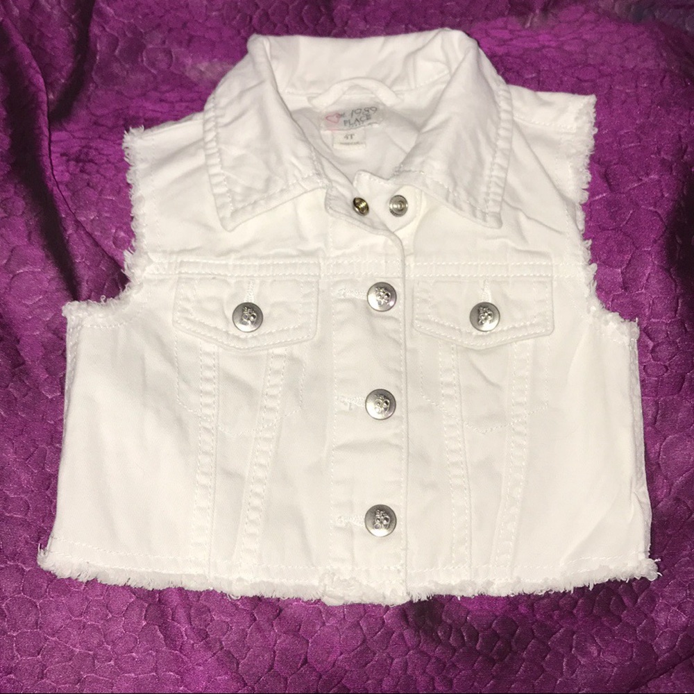 EUC 1989 PLACE Girls White Denim Vest